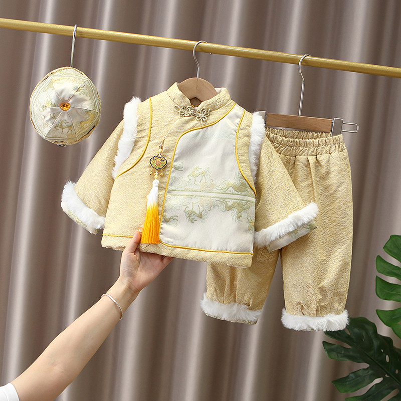 男宝宝周岁抓周唐装婴儿冬装中式礼服儿童生日衣服新年过年拜年服