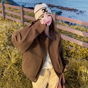 小个子撞色翻领毛呢外套女2C325 新款 556P175K268 冬装 大货已出