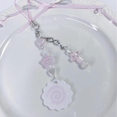 不想洗澡手作星星鱼板ccd挂绳串珠少女心粉色系手机链挂件可爱Y2K