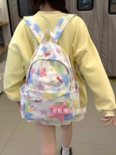 2023新款原创Y2K星星昭和双肩包高中生少女背包kitty可爱书包
