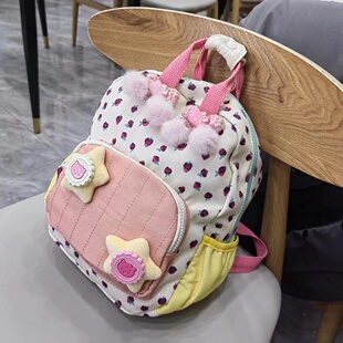 日系软妹多巴胺少女可可爱爱小草莓猫猫星星撞色Mini双肩包包千禧