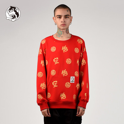 悟空春秋中国红印花外套