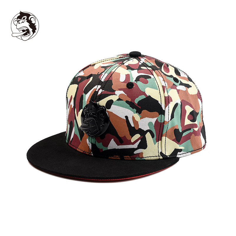 wookong悟空2026春季红迷彩涂鸦平沿棒球帽男女个性嘻哈遮阳帽潮