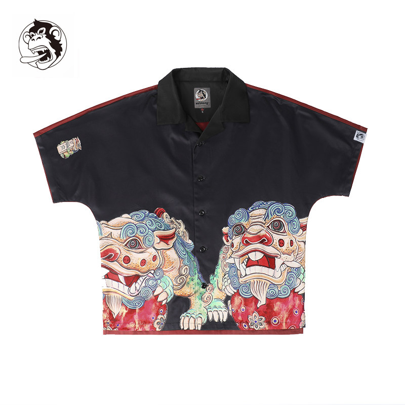 WOOKONG 72变 太师少保印花衬衫 2026夏季新款男士衬衣潮牌