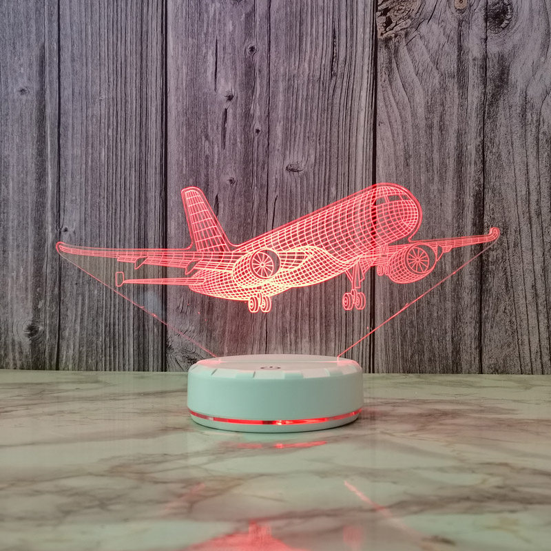 七彩飞机3d小夜灯桌面摆件装饰灯