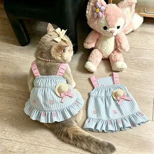 宠物衣服可爱软萌裙夏季小型犬狗狗猫咪公主风连衣裙子金渐层布偶