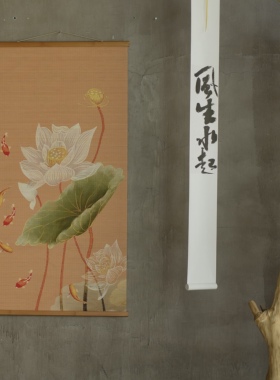 竹丝柿柿如意双面挂画装饰画玄关画客厅画中式风通用
