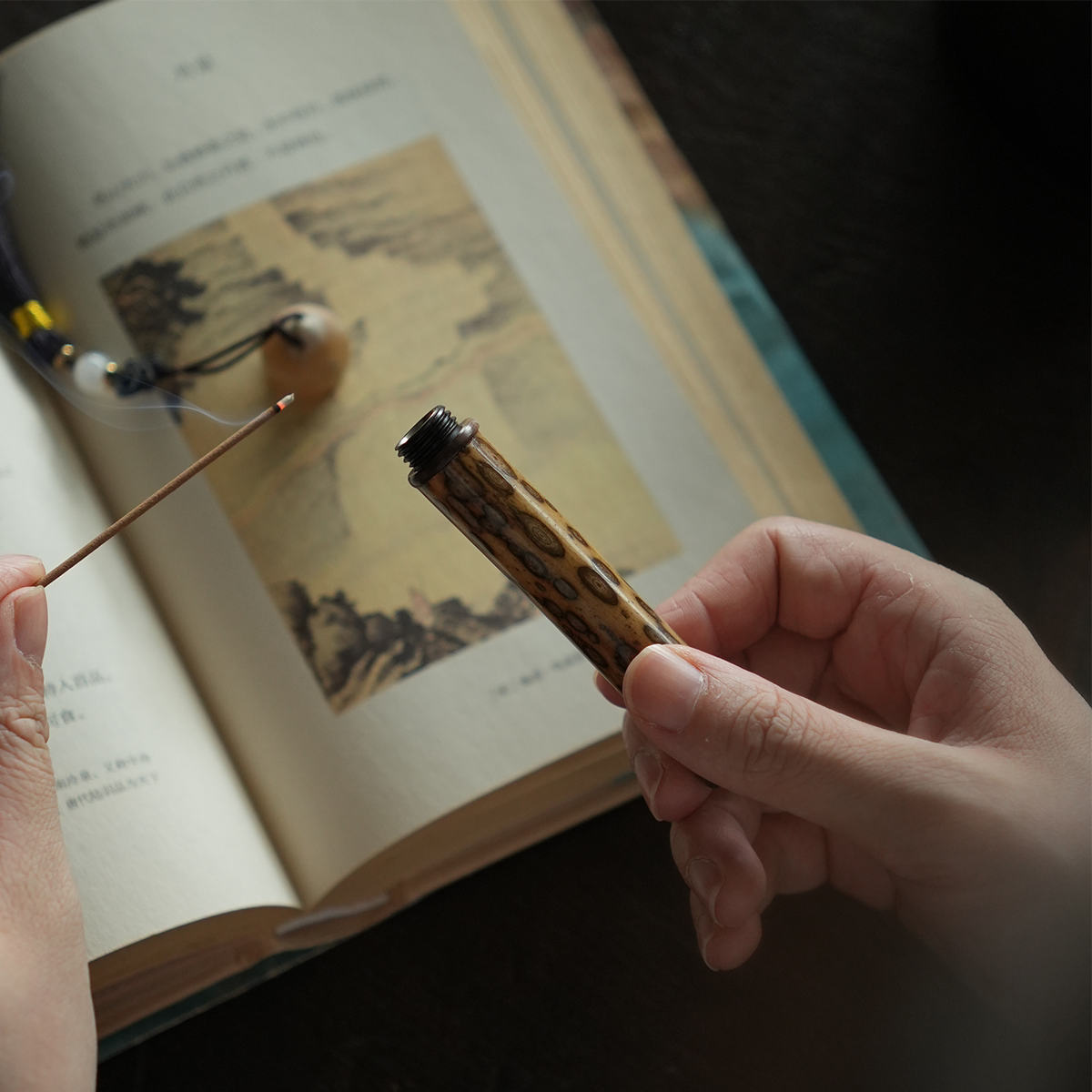 梅鹿竹火折子 便携式吹气火折子 中式茶道好物 文玩手把件