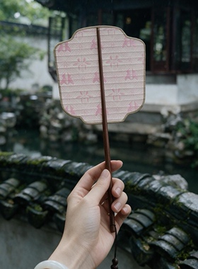 壮锦长柄古风手工扇子 团扇夏天纳凉中国风汉服茶道扇