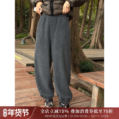 浪清灰色卫裤女新款冬加
