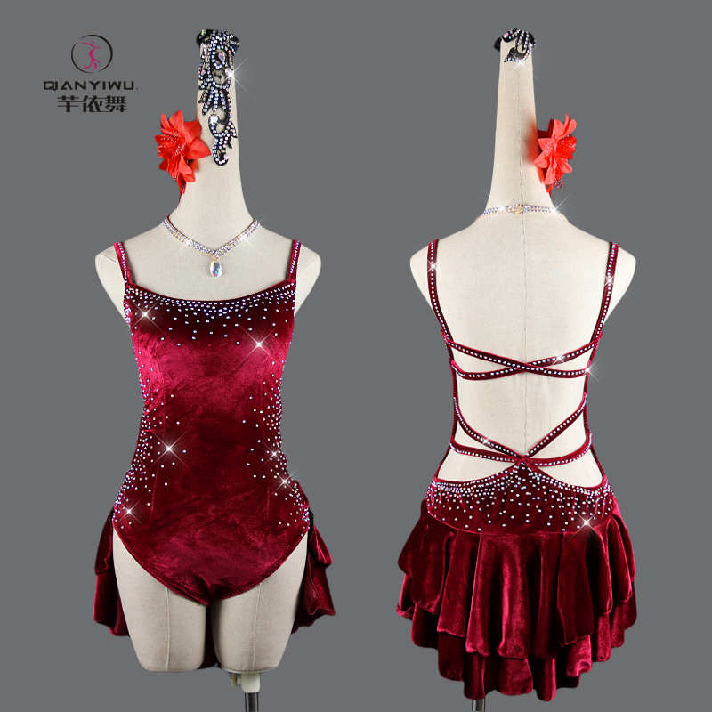 专业拉丁舞演出表演服钢管露背