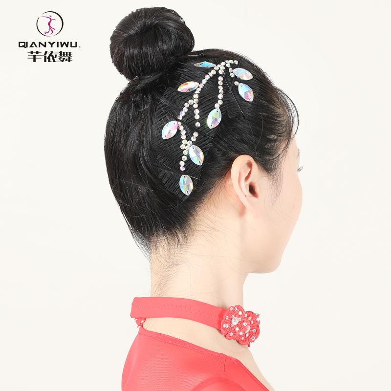 芊依舞新款拉丁舞配饰头饰花加钻