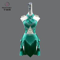 芊依舞專業(yè)綠色拉丁舞規(guī)定訓(xùn)練服