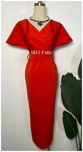 dollytang一字肩时尚太空棉系腰身优雅修身名缓聚会婚礼敬酒晚装