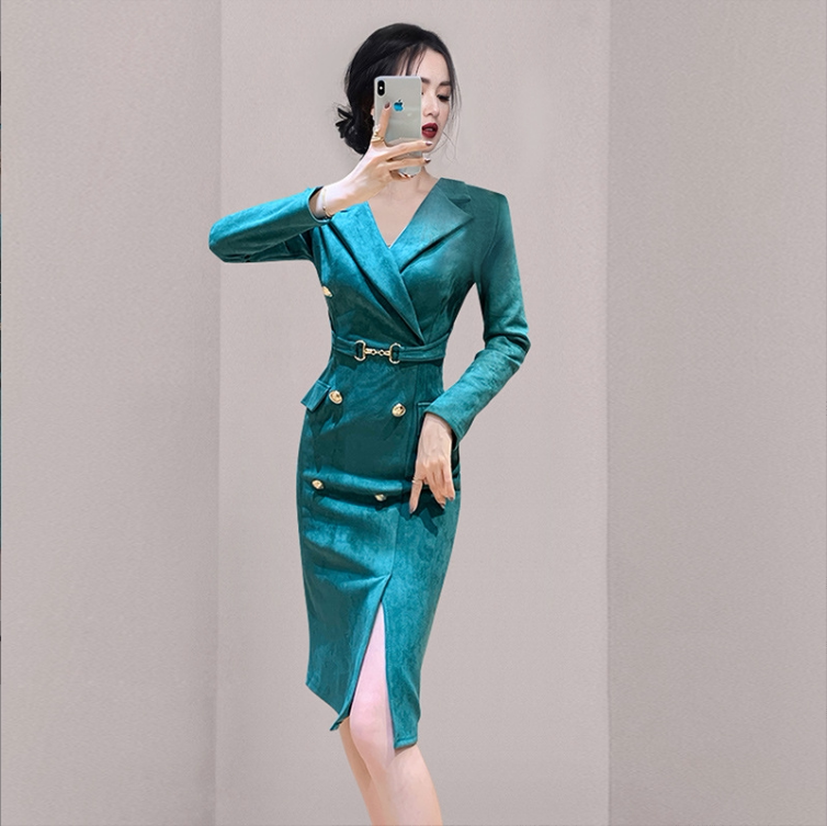 韩版一步裙鹿皮绒纯色优惠卷