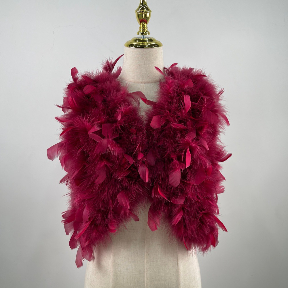 定制皮草马甲鸵鸟毛真毛短款小背心外套羽毛花仙女火鸡毛坎肩