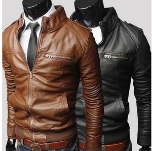 2025春秋新身男士款修立领商务休闲机车服高质量皮衣外套Y93特P50图片