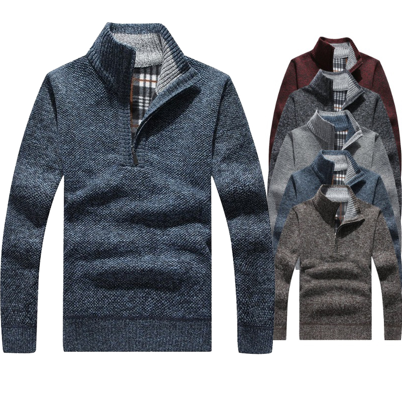 2025秋冬加绒男装大码外贸半高领毛衣男拉链针织衫外套MY05-P40，男装针织衫/毛衣，星座1217