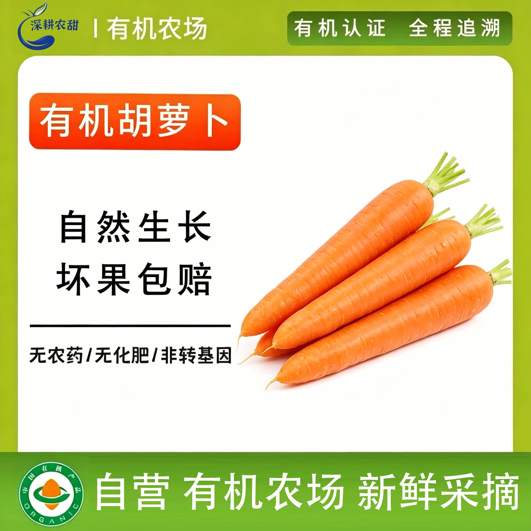 有机胡萝卜无农药0添加新鲜蔬菜烹饪生吃孕妇宝宝辅食放心红萝卜