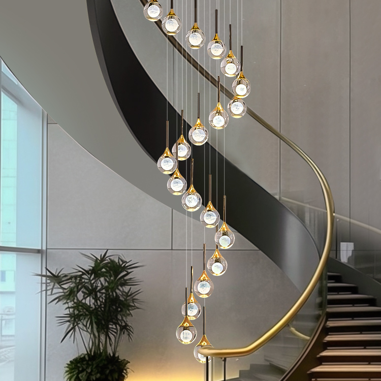 楼梯吊灯2024年新款别墅复式楼旋转楼梯中空农村自建房楼梯长吊灯