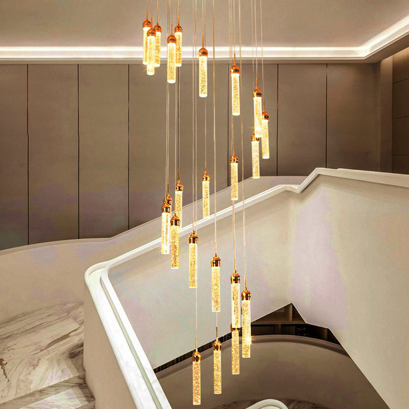 旋转楼梯间吊灯别墅公寓跃层loft吊灯挑空客厅灯复式楼水晶长吊灯_虎窝淘