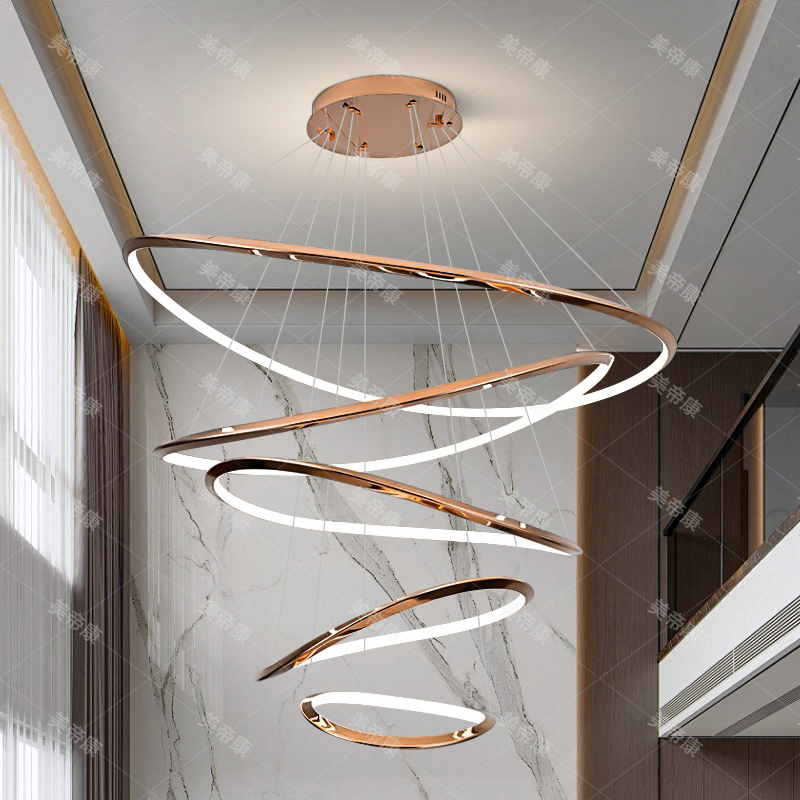 别墅挑高客厅吊灯现代简约loft挑空中空楼梯灯自建房复式楼大吊灯