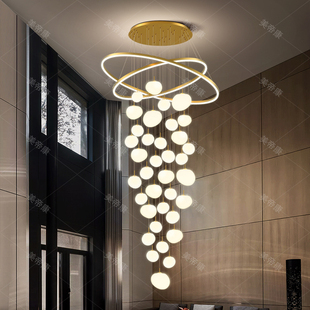 轻奢复式楼客厅吊灯现代简约设计师款楼梯间长吊灯别墅挑空大吊灯
