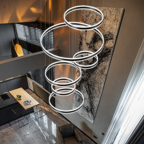 简约现代高透光LED复式铝材吊灯