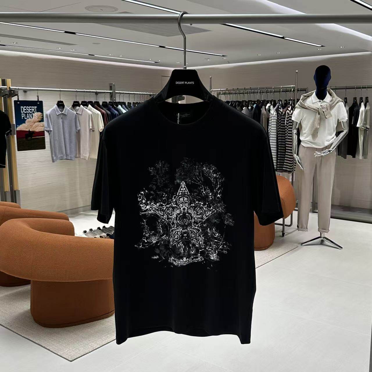 2026春夏新款潮牌男装男士圆领套头短袖t恤印花半袖打底上衣1013