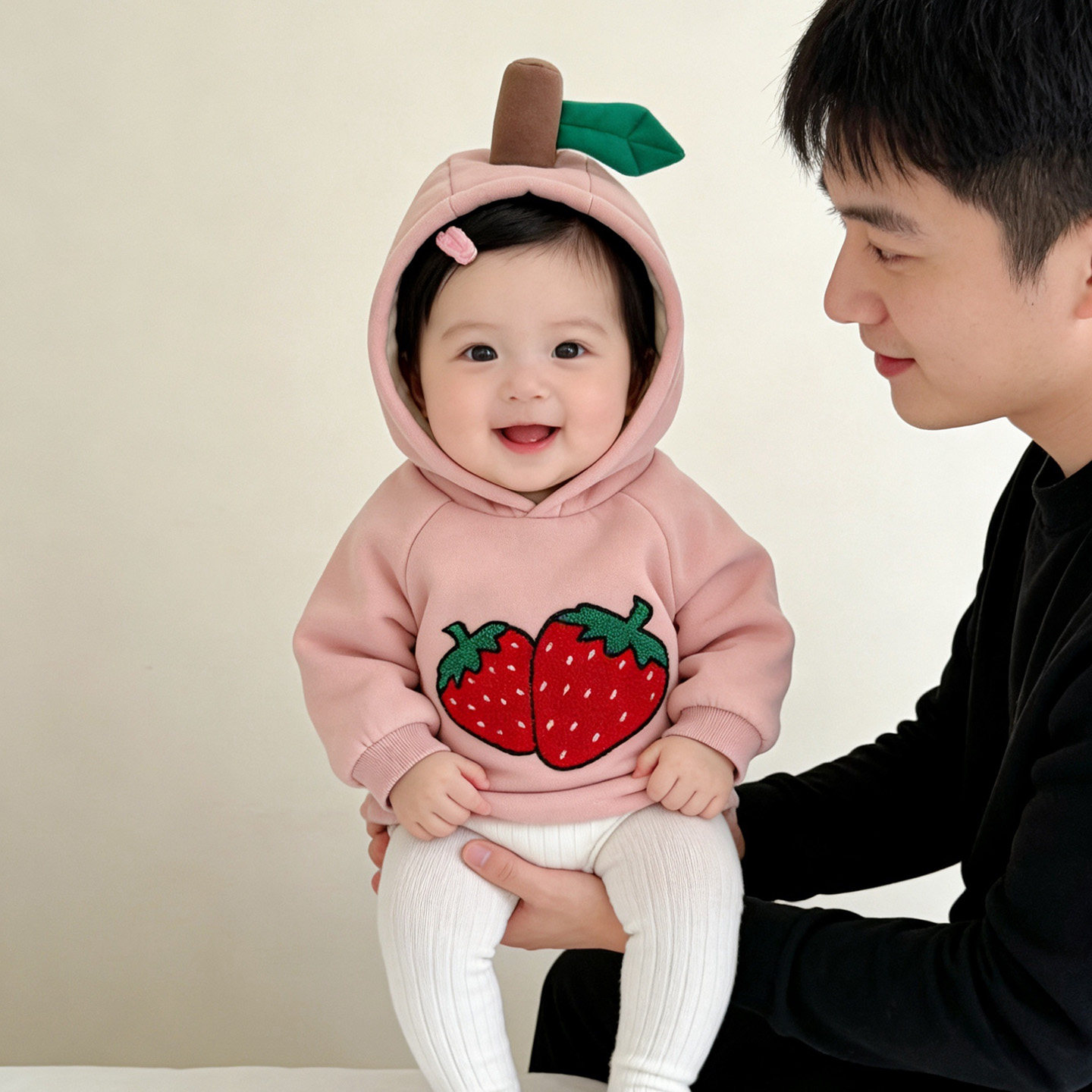 女宝宝加绒卫衣男秋冬季2洋气1-3岁保暖婴儿衣服加厚外套带帽冬装