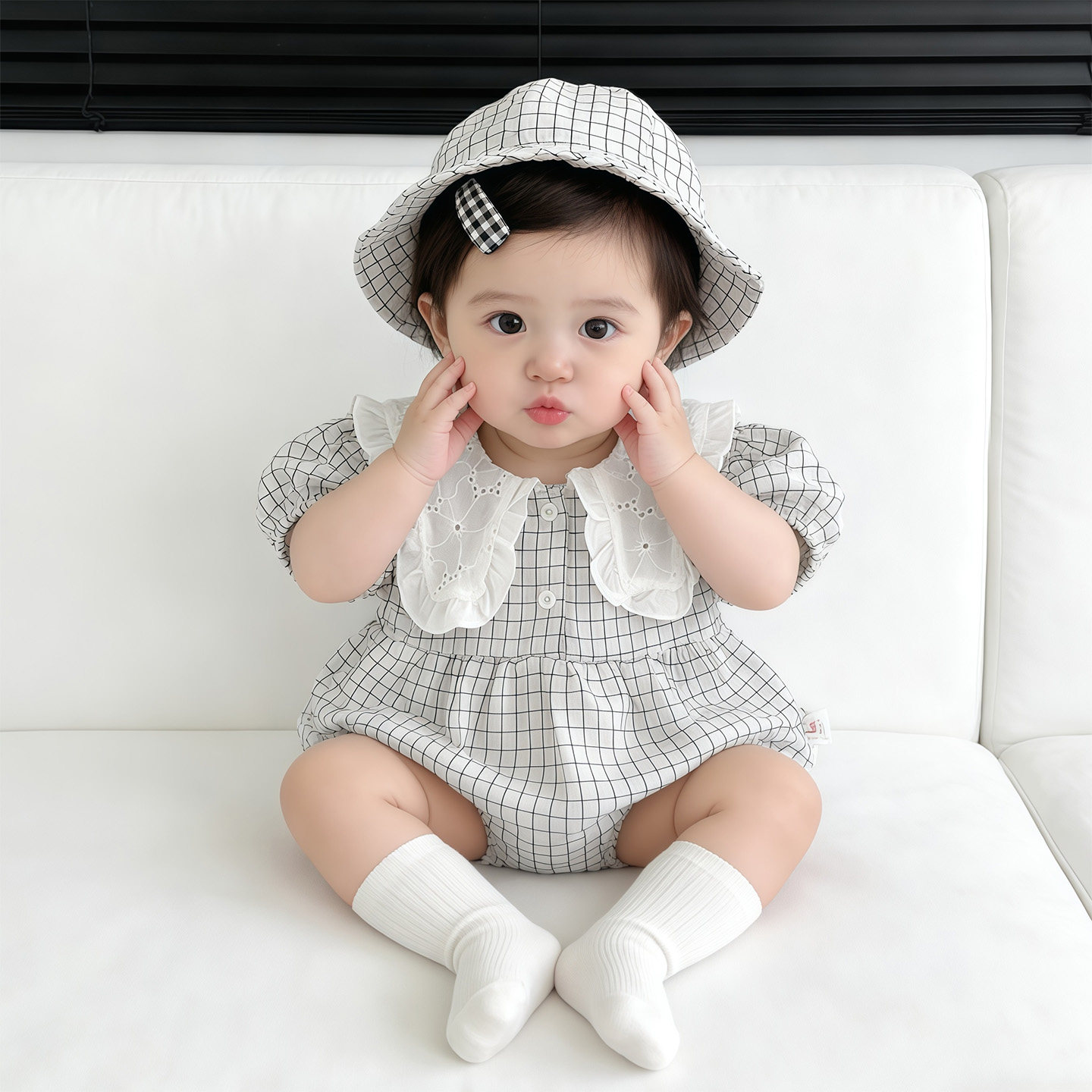 女宝宝公主百天照衣服夏季包屁裙子婴儿夏装连体衣超萌格子哈衣,童装/婴儿装/亲子装,连身衣/爬服/哈衣,淘宝优惠券,粉丝福利购,淘宝优惠卷