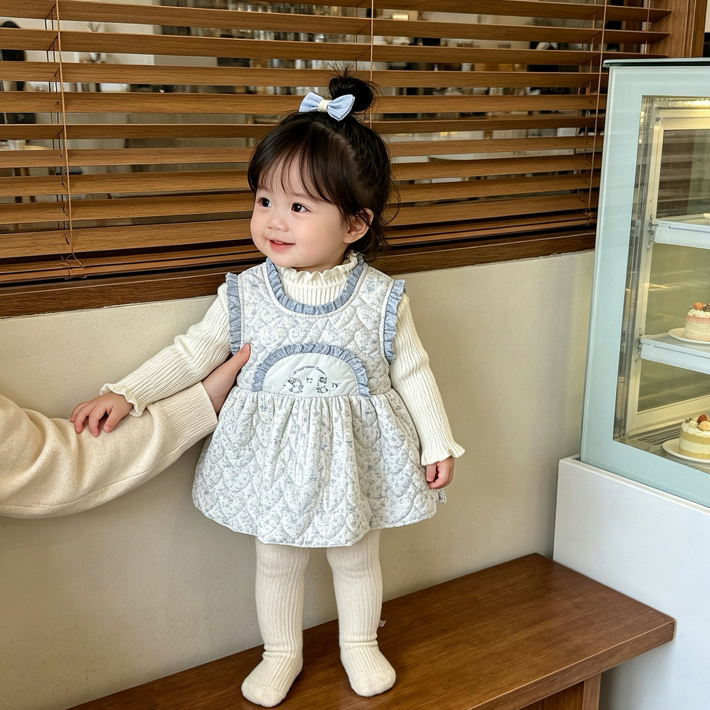 小月龄宝宝秋冬装洋气周岁公主婴儿加绒裙子百天打底衫背心裙冬季