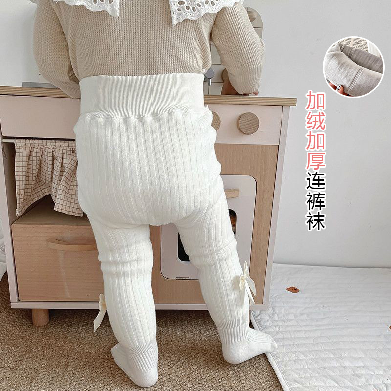 婴儿加绒连体袜保暖裤子外穿冬季6-12月女宝宝蝴蝶结打底裤袜冬季,童装/婴儿装/亲子装,裤子,淘宝优惠券,粉丝福利购,淘宝优惠卷