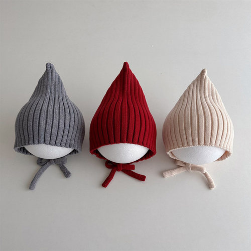 冬款男女宝宝针织毛线尖尖帽