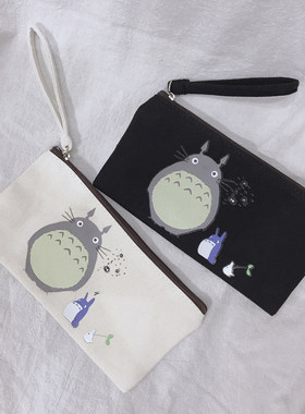 宫崎骏龙猫周边帆布笔袋零钱包