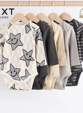 现货英国进口NEXT新生婴幼儿宝宝璀璨星星纯棉长袖包屁衣三角哈衣