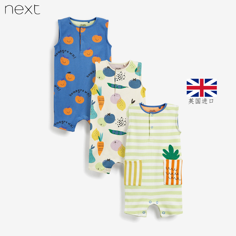 英国NEXT无袖哈衣纯棉夏款连体衣