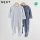英国进口NEXT婴儿长袖 冬季 加绒加厚星星睡衣包脚宝宝天鹅绒连体衣