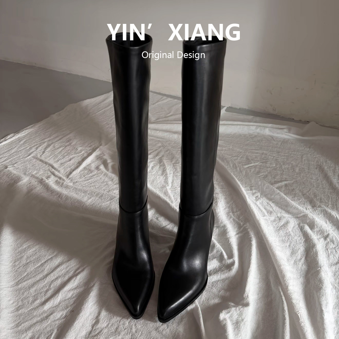 羊皮版~尖头复古显瘦长筒靴