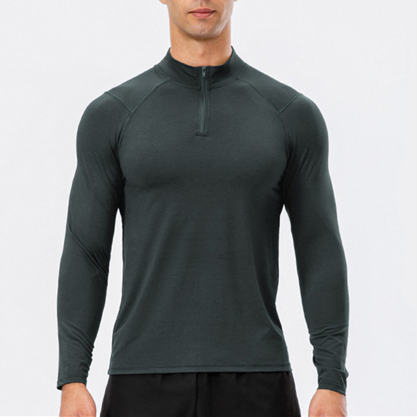 BORGVANS男士健身衣速干弹力运动长袖半拉链立领宽松跑步训练T恤,运动服/休闲服装,健身衣,淘宝优惠券,粉丝福利购,淘宝优惠卷