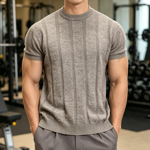 老钱风针织衫潮男健身短