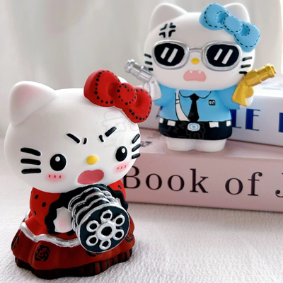 双枪hellokitty香薰石膏娃娃白胚DIY涂色涂鸦儿童手工上色玩具