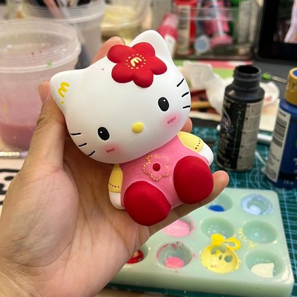 彩绘香薰石膏娃娃涂色白坯中号hellokitty猫 DIY手工涂鸦画立体3D