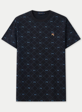 Polovillae保罗威特2024春夏圆领t恤舒适打底男士刺绣短袖T恤