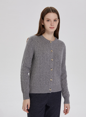 Polovillae/保罗威特2025秋冬新款慵懒风毛衣女士开衫羊毛衫