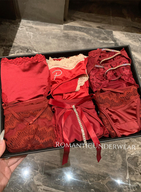 新年红色本命年•中低腰蕾丝红色内裤新中式精致女款三角裤