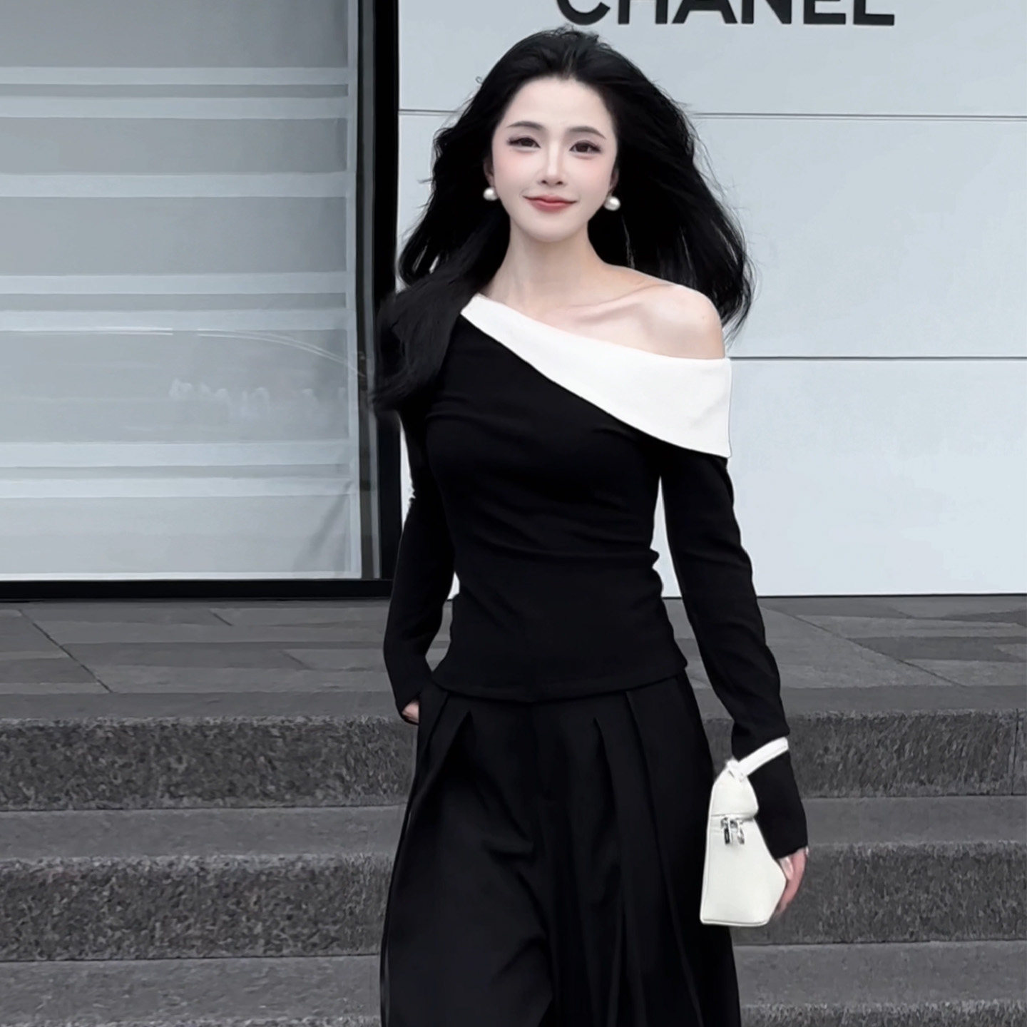 小个子精致短款上衣早秋长袖女款修身t恤衫轻熟风简约高级感26447图片