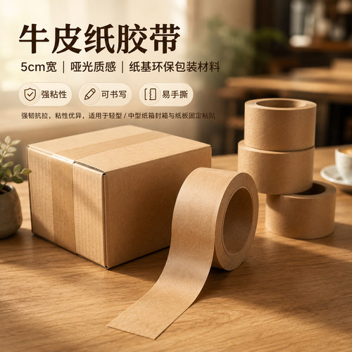 免水自粘易撕断牛皮纸封箱胶带