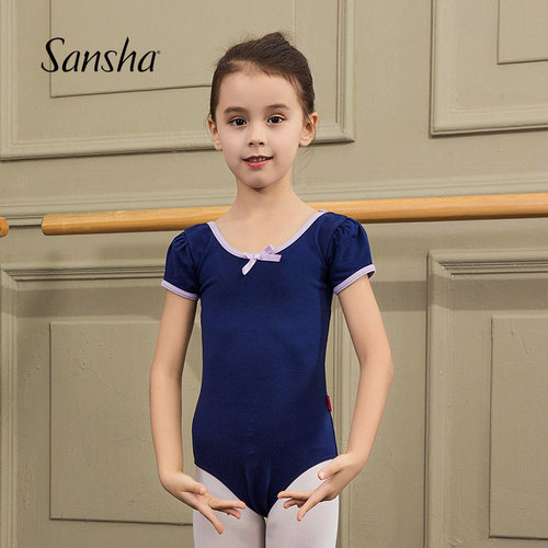 Sansha 法国三沙儿童练功服短袖芭蕾舞蹈连体服蝴蝶结形体服女 - 封面