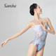 sansha 印花舞蹈连体服形体服空中瑜伽练功服 法国三沙芭蕾舞服女